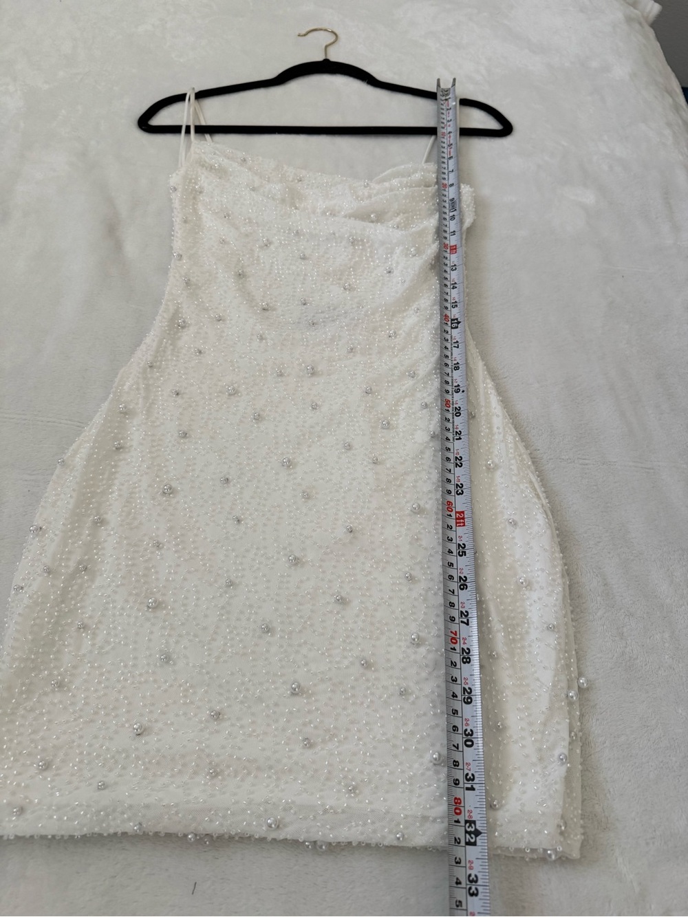 Windsor White Pearl Beaded Cowl Neck Mini Dress Open Back NWT Medium - Picture 8 of 8